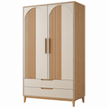 Armadio guardaroba 100 x 50 x 180 cm in legno beige e naturale con 2 ante e 2 cassetti stile moderno - Ulmavora