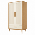 Armadio 90 x 50 x 180 cm in legno beige e naturale con 2 ante e cassetto stile nordico
