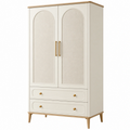 Armadio guardaroba 90 x 50 x 180 cm in legno bianco crema con 2 ante e 2 cassetti moderno - Ulmavora
