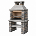 Barbecue da giardino 120 x 70 x 220 cm in pietra grigio con griglia in acciaio stile rustico - Ulmavora