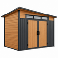 Casetta da giardino 300 x 240 x 230 cm in legno e metallo nero con doppia porta - Ulmavora