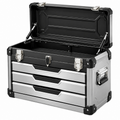 Cassettiera portautensili 76 x 35 x 50 cm in metallo nero argento con 3 cassetti e vano superiore - Ulmavora